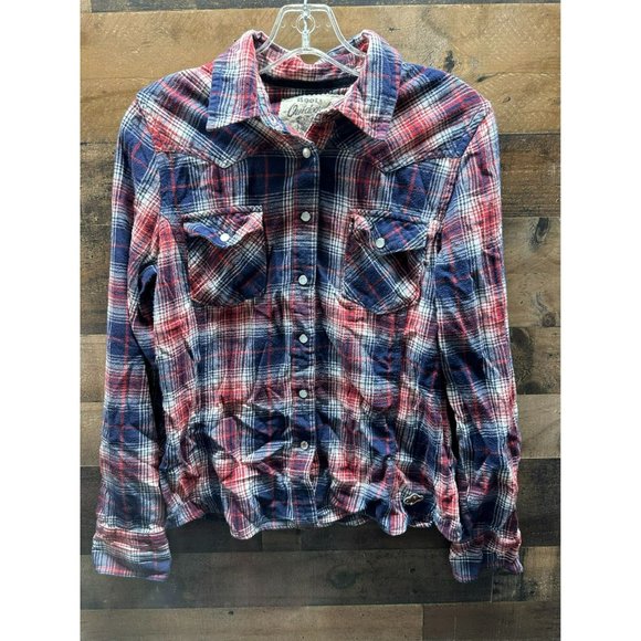 Roots Outdoor Women's Pearl Snap Long Sleeve Size‎ Large - Picture 1 of 5